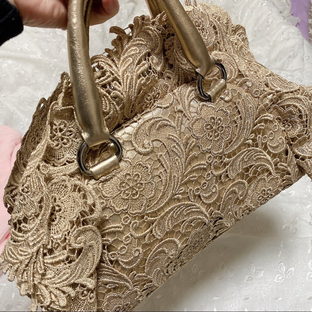 New Gold Prada leather and lace bag - Picture 12 of 12
